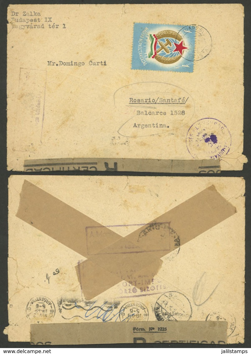 HUNGARY: OFFICIAL SEAL: Cover Sent From Budapest To Argentina On 26/OC/1949, It Was Received Damaged In Buenos Aires And - Autres & Non Classés