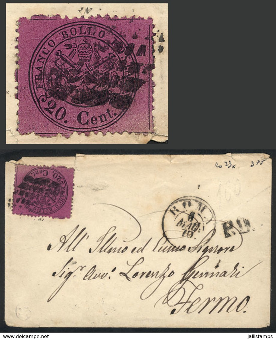 ITALY: Cover Sent From Roma To Fermo On 6/MAY/1870, Franked With Sc.23 Of Vatican States, VF Quality! - Non Classés