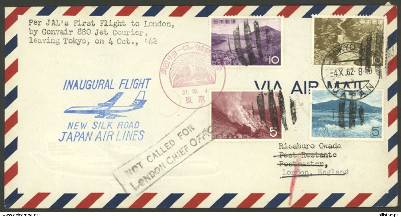 JAPAN: 4/OC/1962 Tokyo - London, JAL First Flight, Returned To Sender, VF Quality! - Autres & Non Classés