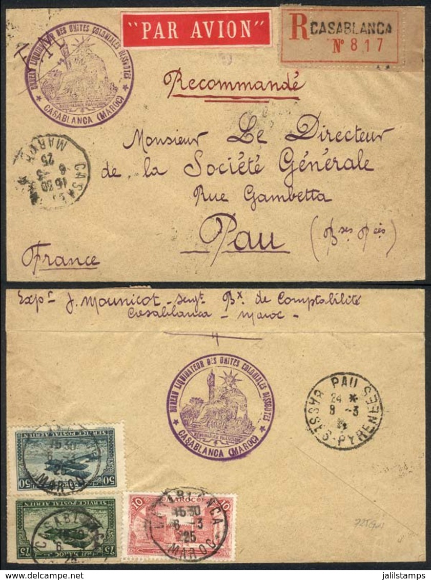 MOROCCO: Registered Airmail Cover Sent From Casablanca To France On 6/MAR/1925, VF Quality! - Autres & Non Classés