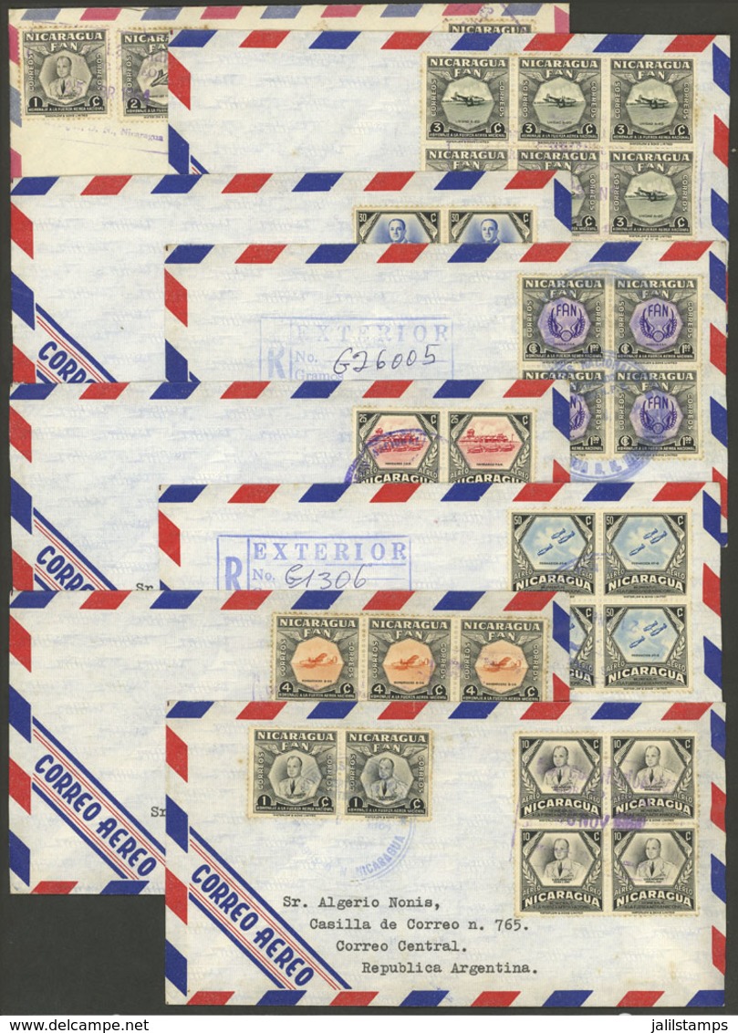 NICARAGUA: 8 Airmail Covers Sent To Argentina In 1965 With Nice Frankings! - Nicaragua