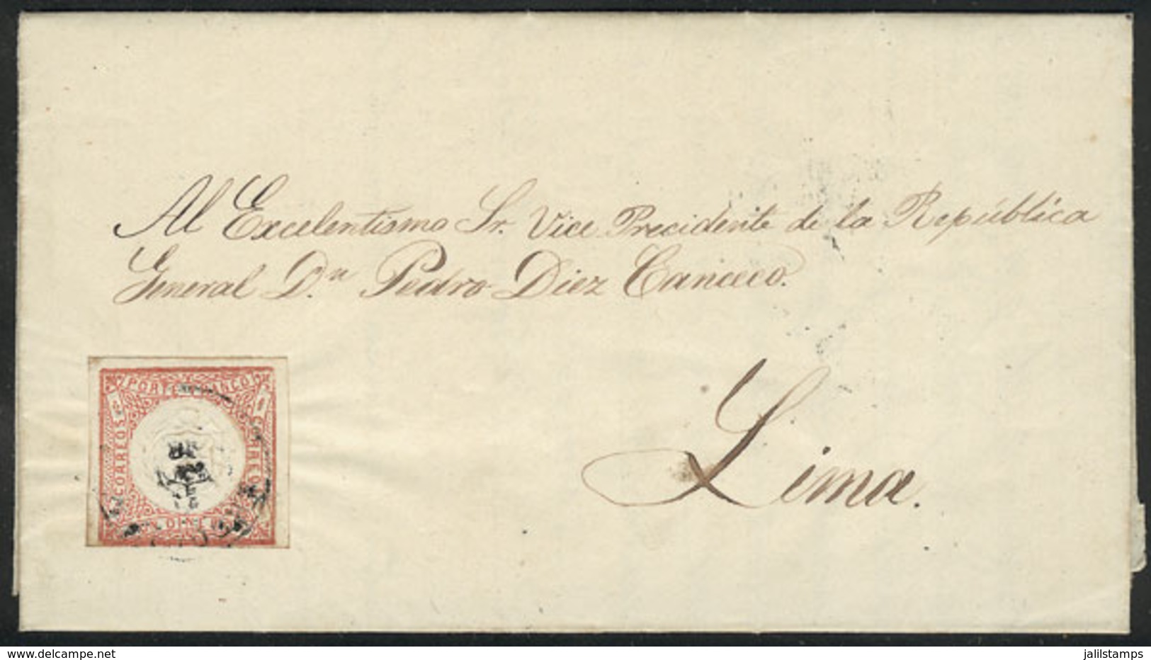 PERU: Entire Letter Sent From Arequipa To Lima On 22/NO/1865 To Pedro Diez Canceco (President Of The Republic), Franked  - Pérou