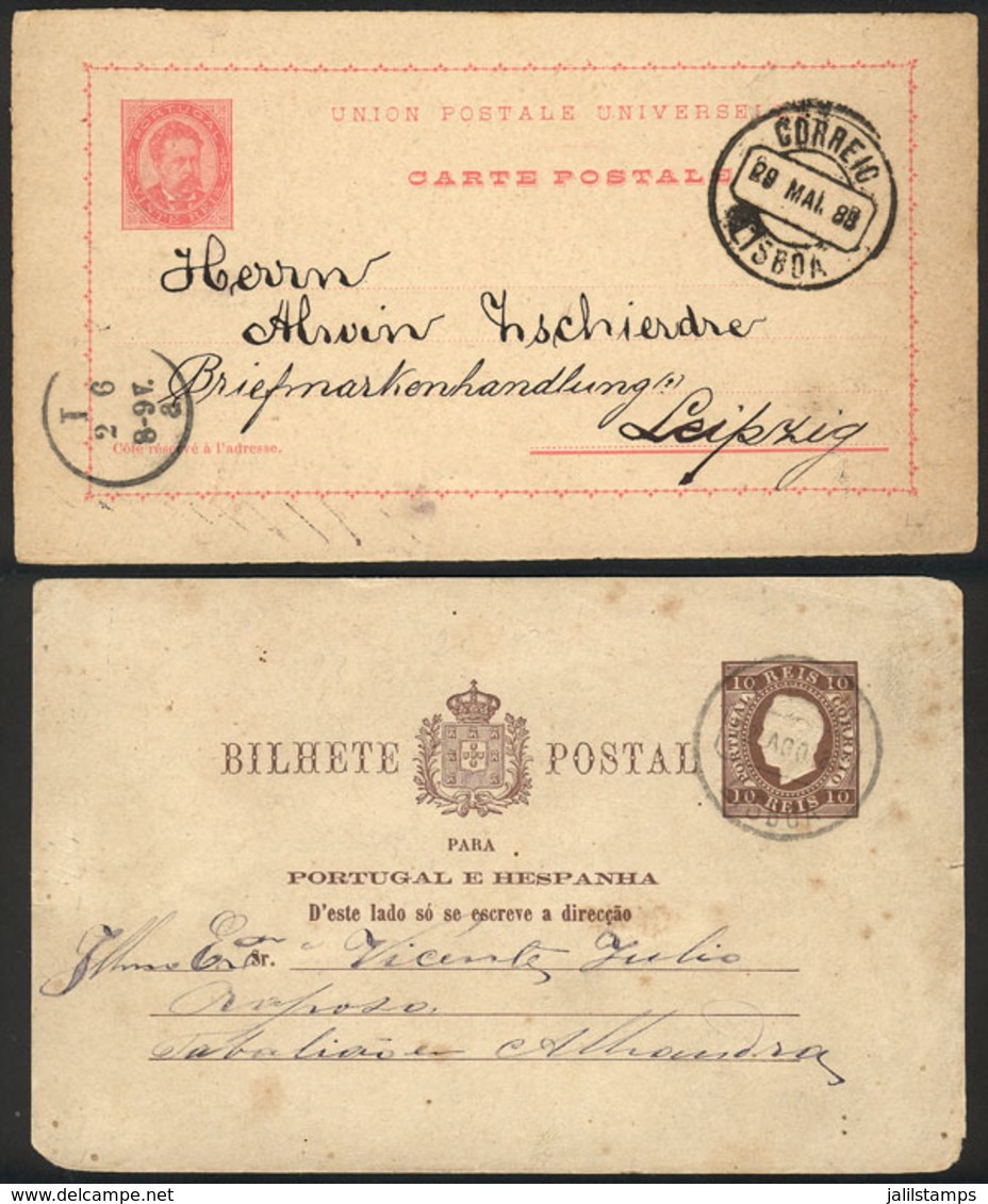 PORTUGAL: 2 Postal Cards Used In 1886 And 1888, The Latter Sent To A German Stamp Dealer, VF Quality! - Autres & Non Classés