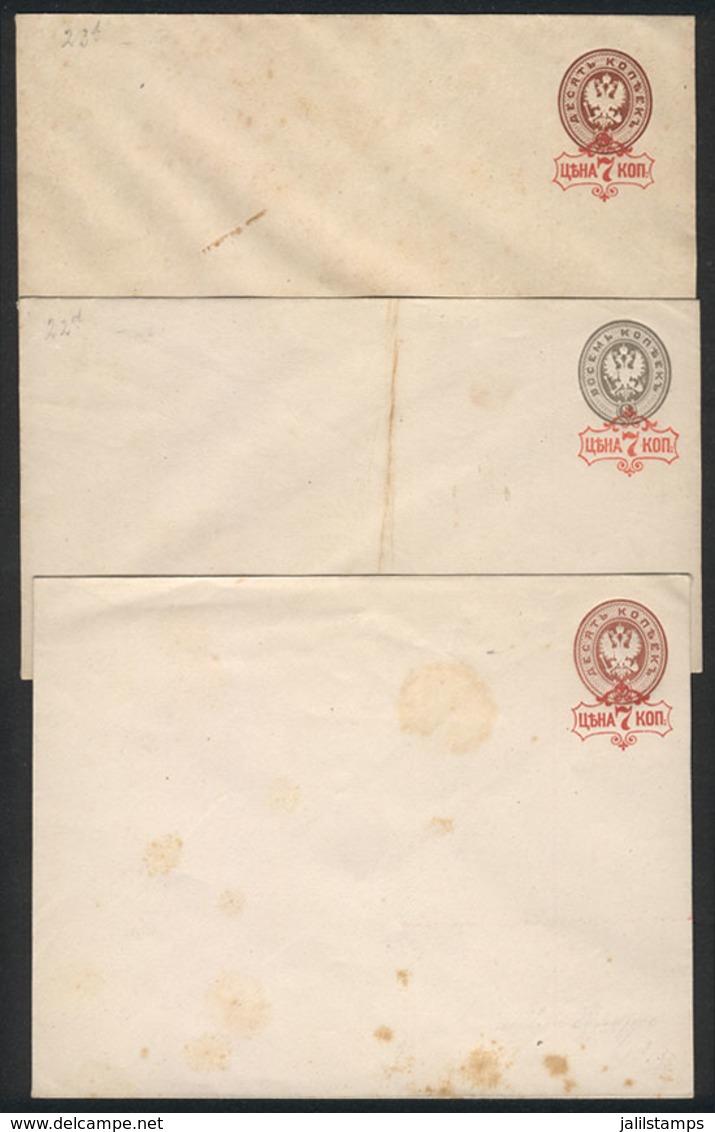 RUSSIA: 3 Old Surcharged PS Covers, Good Quality, Rare! - Autres & Non Classés