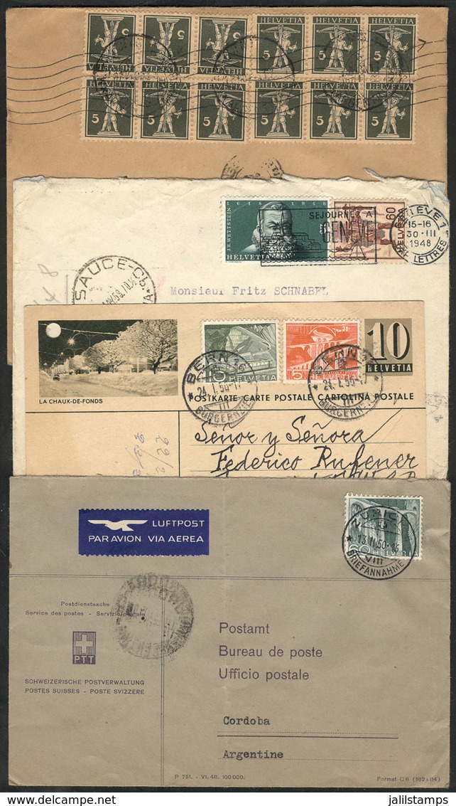 SWITZERLAND: 4 Covers / Cards Sent To Argentina Between 1933 And 1953, Interesting Group. - Autres & Non Classés