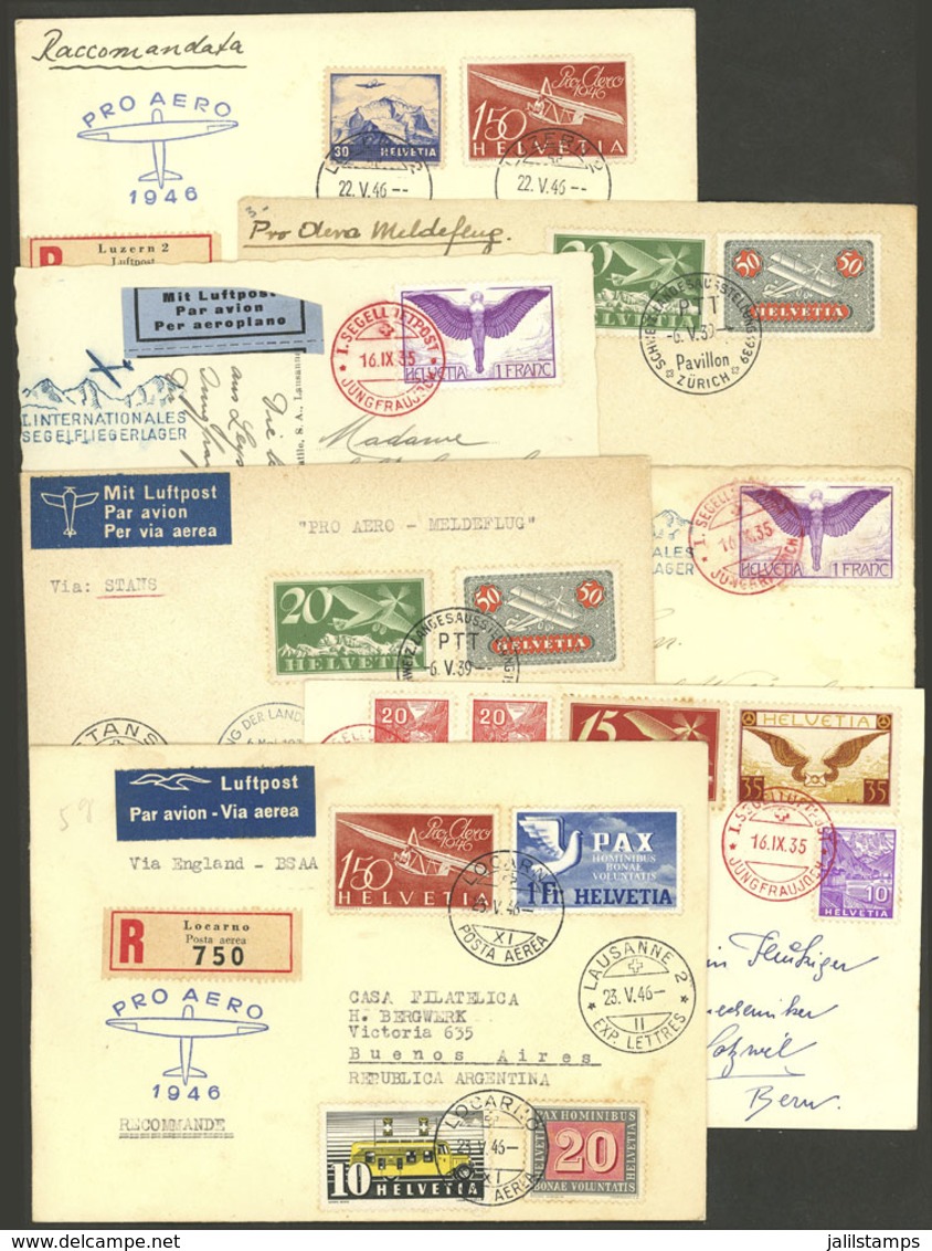 SWITZERLAND: 7 Covers Or Cards Flown Between 1935 And 1946, Very Nice! - Autres & Non Classés