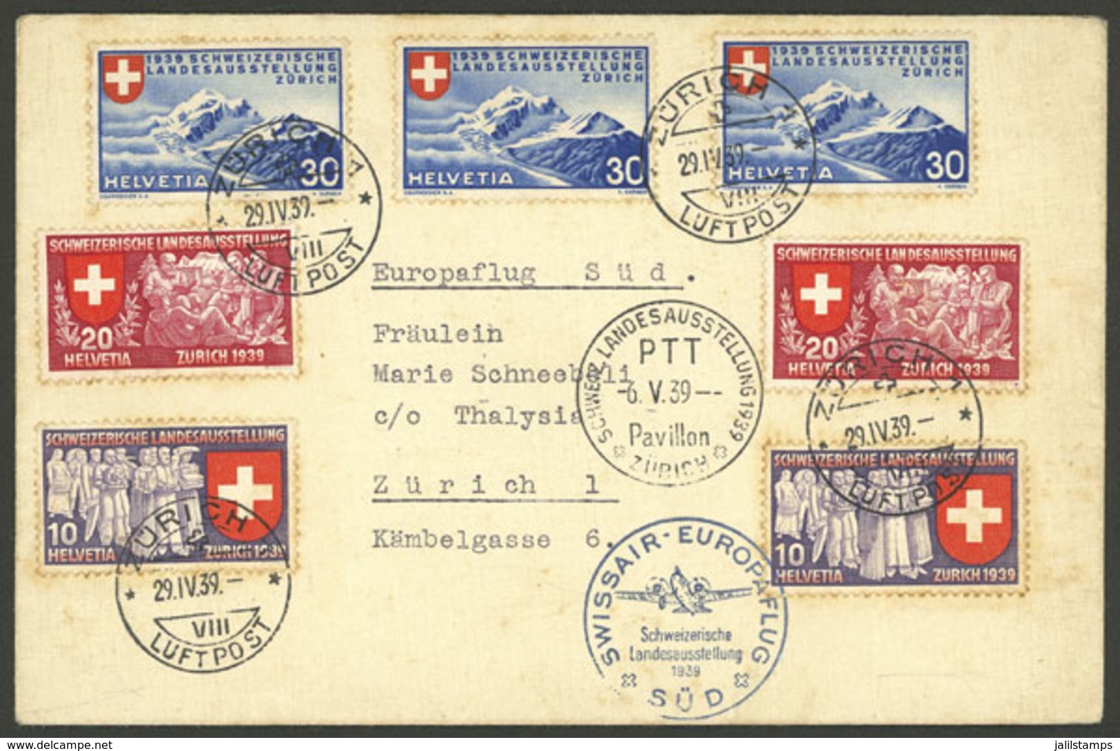 SWITZERLAND: Special Flight In Zürich Of 6/MAY/1939, Cover With Nice Postage And Special Marks - Autres & Non Classés