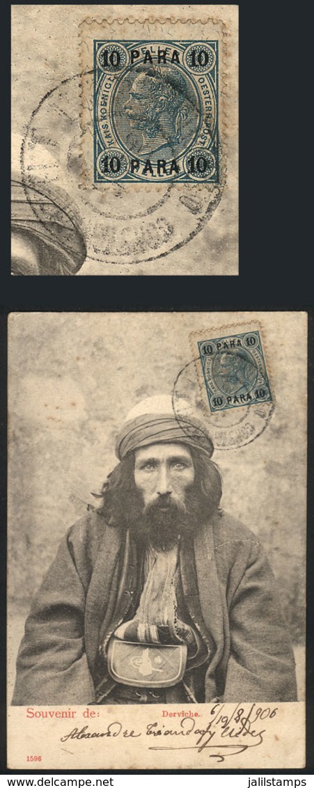 TURKEY - AUSTRIAN OFFICES: PC With View Of A Man In Typical Local Costume, Franked With 10Pa. (Sc.39), Sent To Brazil In - Altri & Non Classificati