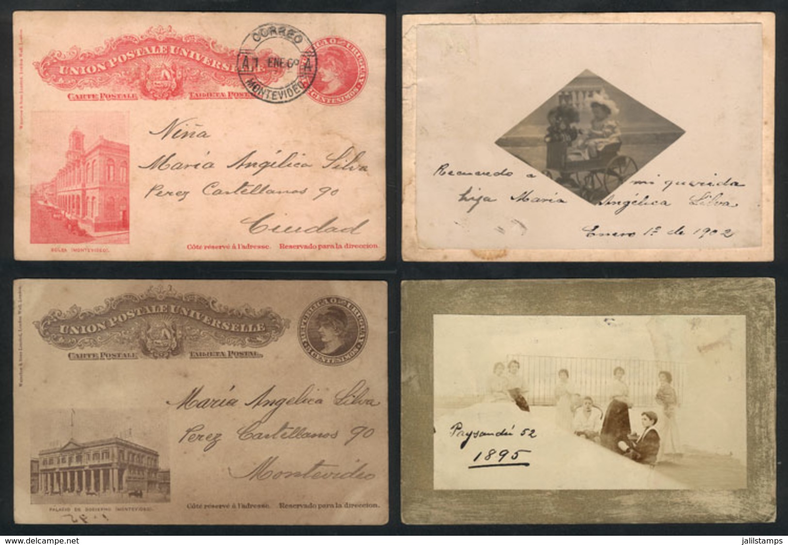 URUGUAY: 2 Postal Cards With Printed Views: 2c. (Montevideo Stock Exchange) And 3c. (Presidential Palace), With Photogra - Uruguay