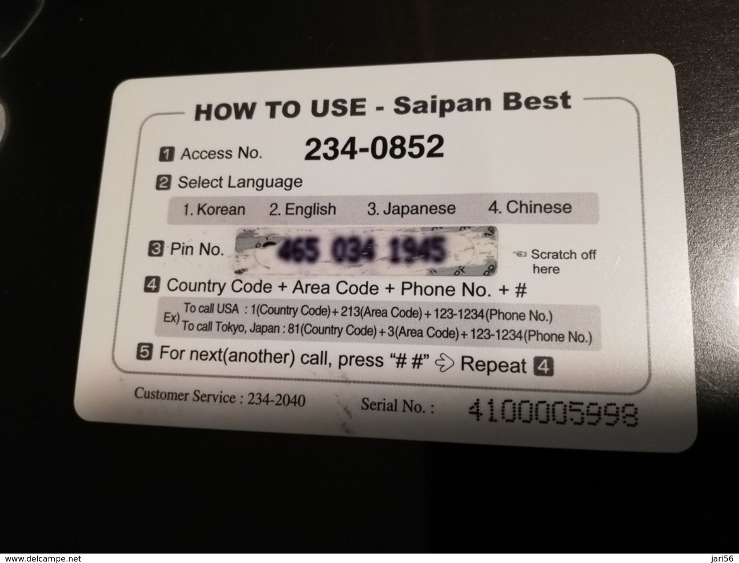 GUAM/ SAIPAN  PHONECARD $5 Fine Used  ** 366 ** - Guam