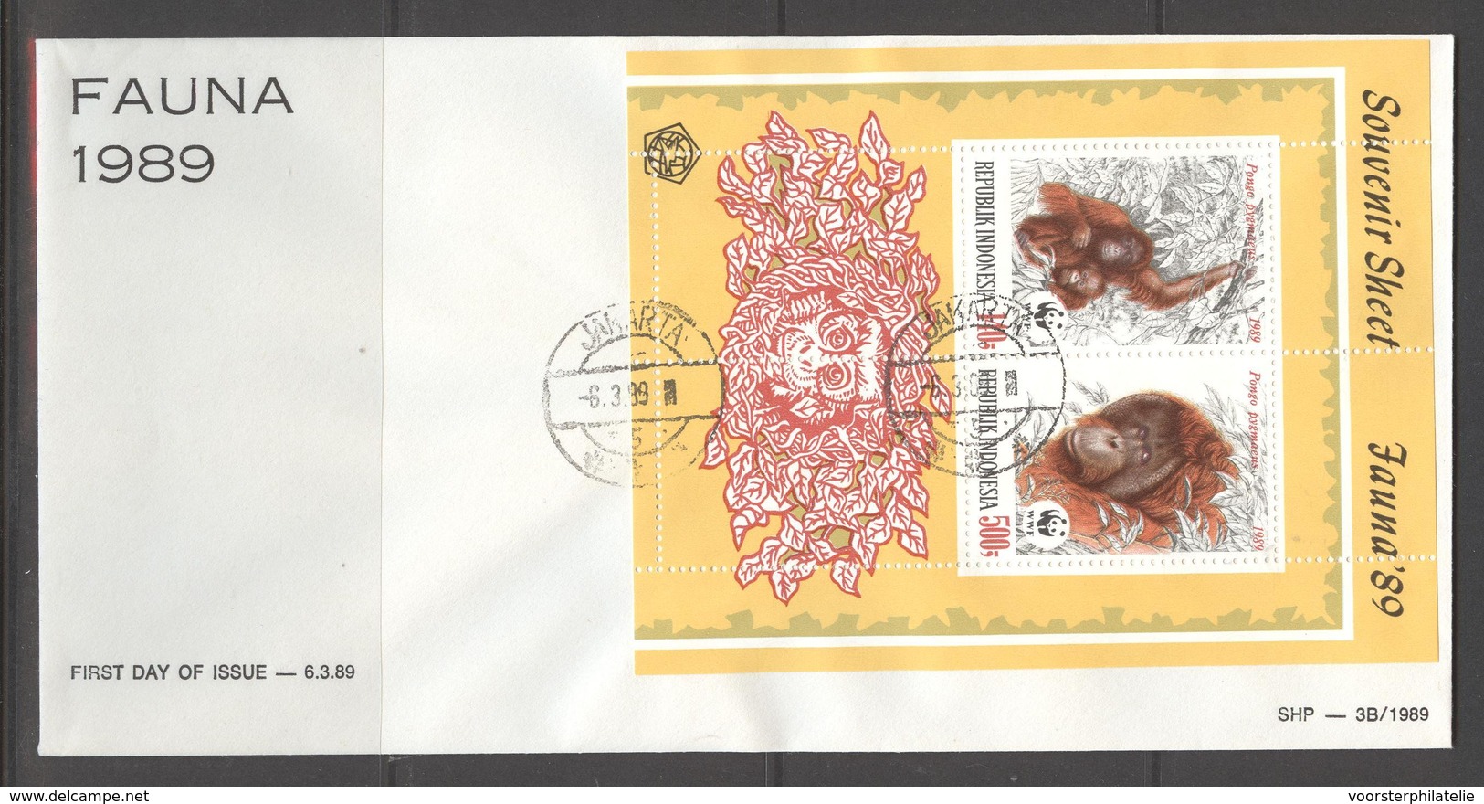 INDONESIË INDONESIA 1989 ZBL FDC SHP 03AB ORANG OETANG MONKEY AAP  CAT 150 BLANK BLANCO - Indonesien