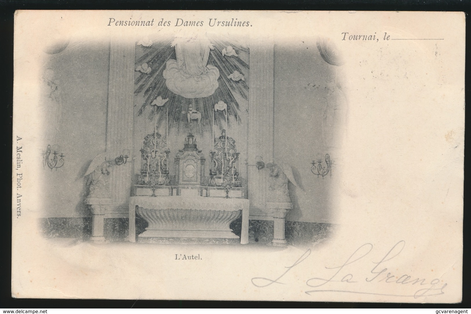 TOURNAI  PENSIONNAT DES DAMES URSULINES   L'AUTEL  1901    -- 2 AFBEELDINGEN - Tournai