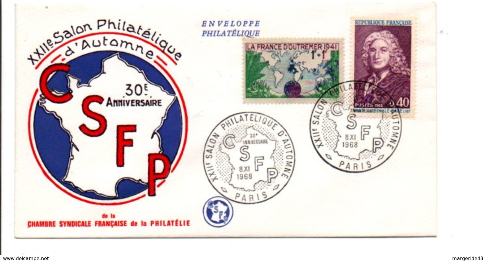 XXII EME SALON PHILATELIQUE D'AUTOMNE PARIS 1968 - Commemorative Postmarks