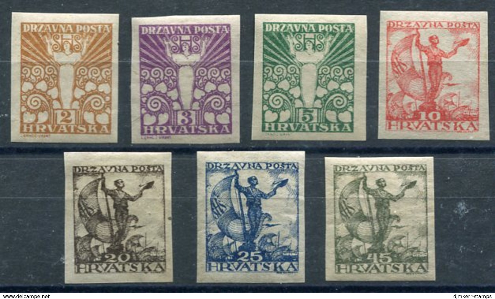 YUGOSLAVIA (SHS Croatia) 1919 Allegorical Issue 2 F. To 45 F. Imperforate LHM / *.  Michel 88-94U €350 - Ungebraucht