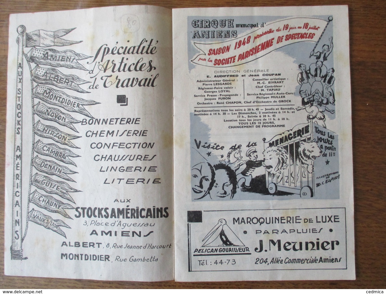 CIRQUE MUNICIPAL D'AMIENS PROGRAMME DE LA SAISON 1948 - Programmes