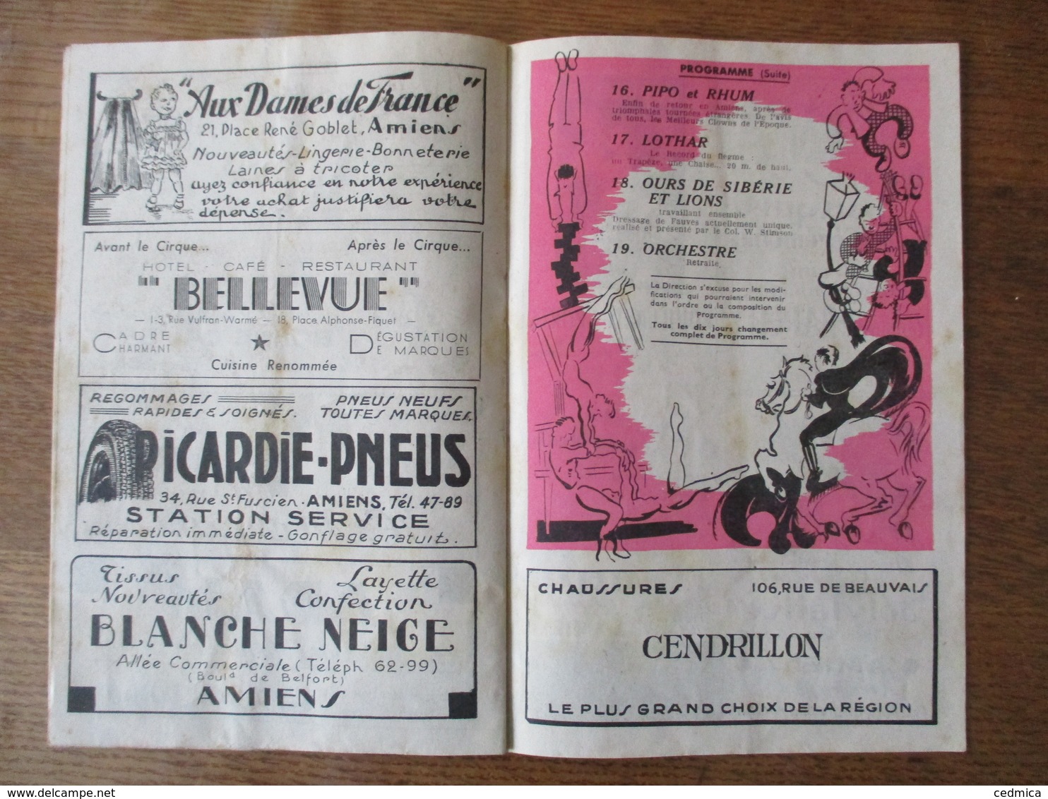 CIRQUE MUNICIPAL D'AMIENS PROGRAMME DE LA SAISON 1948 - Programmes