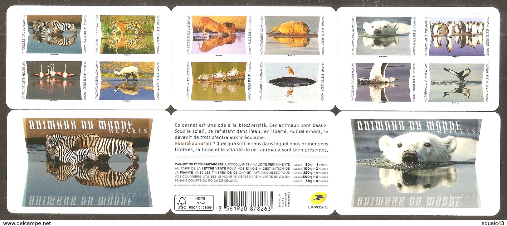 2020 Carnet Adhésif - BC  Les Animaux Du Monde - Reflets - NEUF - LUXE ** NON Plié - Commemoratives