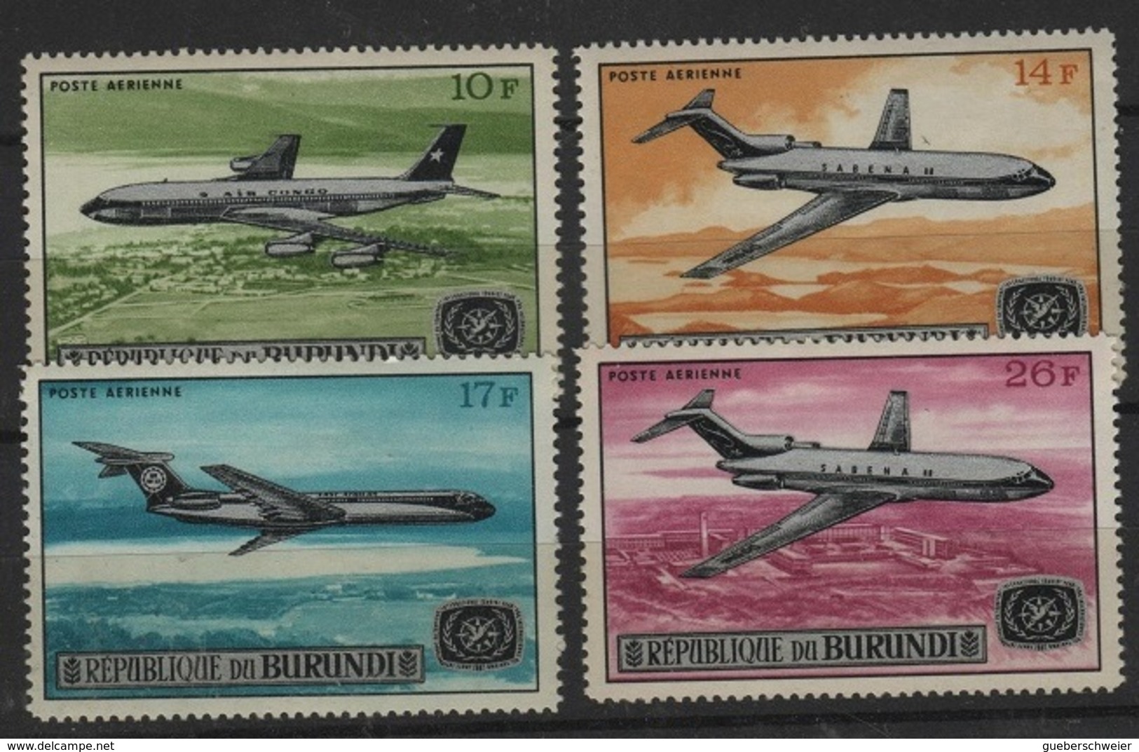 TRANS 63 - BURUNDI 4 Val. Neufs Poste Aérienne Avions - Neufs