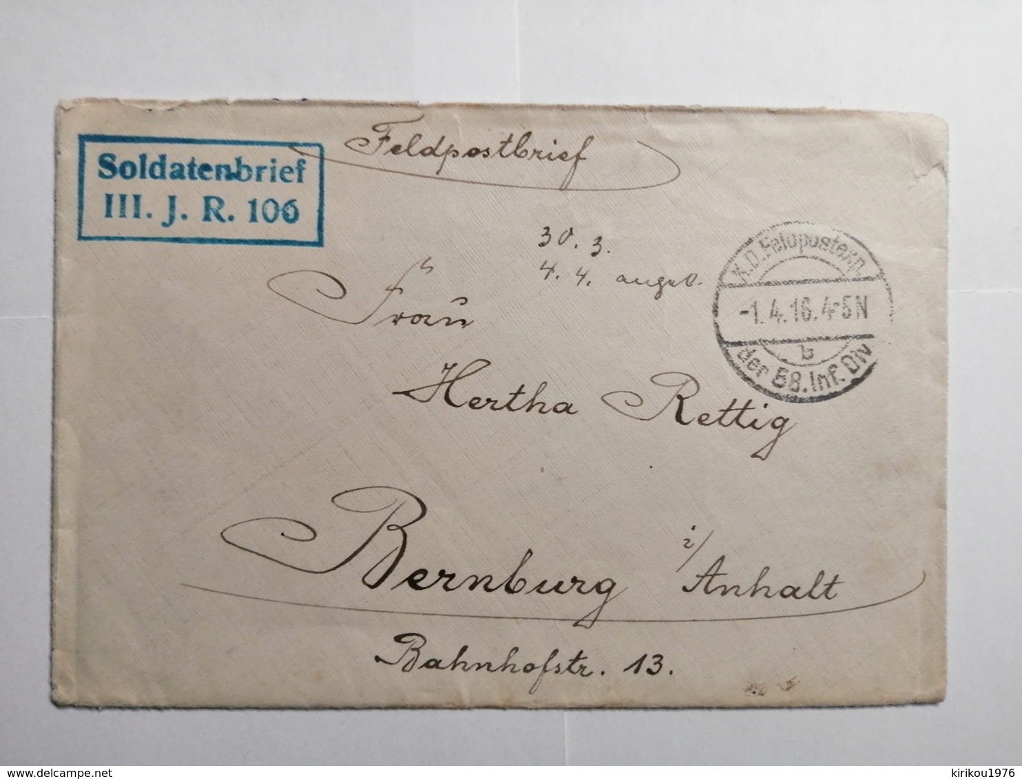 Deutsches Reich  Soldatenbrief 1916 - Storia Postale