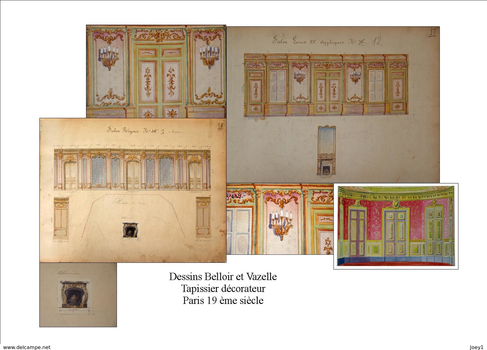 1 Ensemble De Dessin Belloir Et Vazelle Peintres Décorateurs Du 19ème Siècle - Dessins