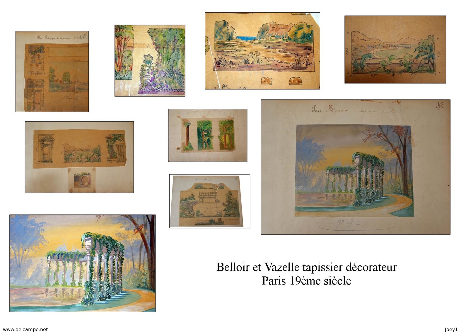 1 Ensemble De Dessin Belloir Et Vazelle Peintres Décorateurs Du 19ème Siècle - Disegni