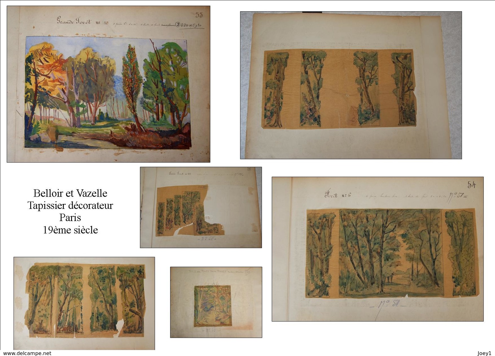 1 ensemble de dessin Belloir et Vazelle peintres décorateurs du 19ème siècle