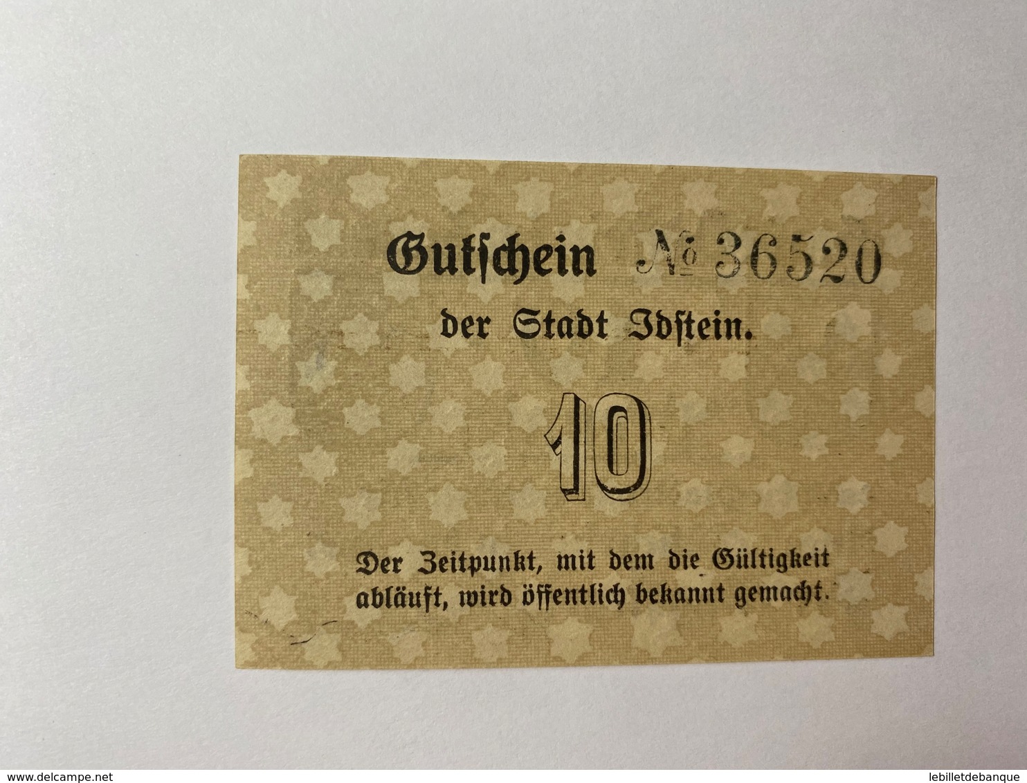 Allemagne Notgeld Ibstein 10 Pfennig - Collections
