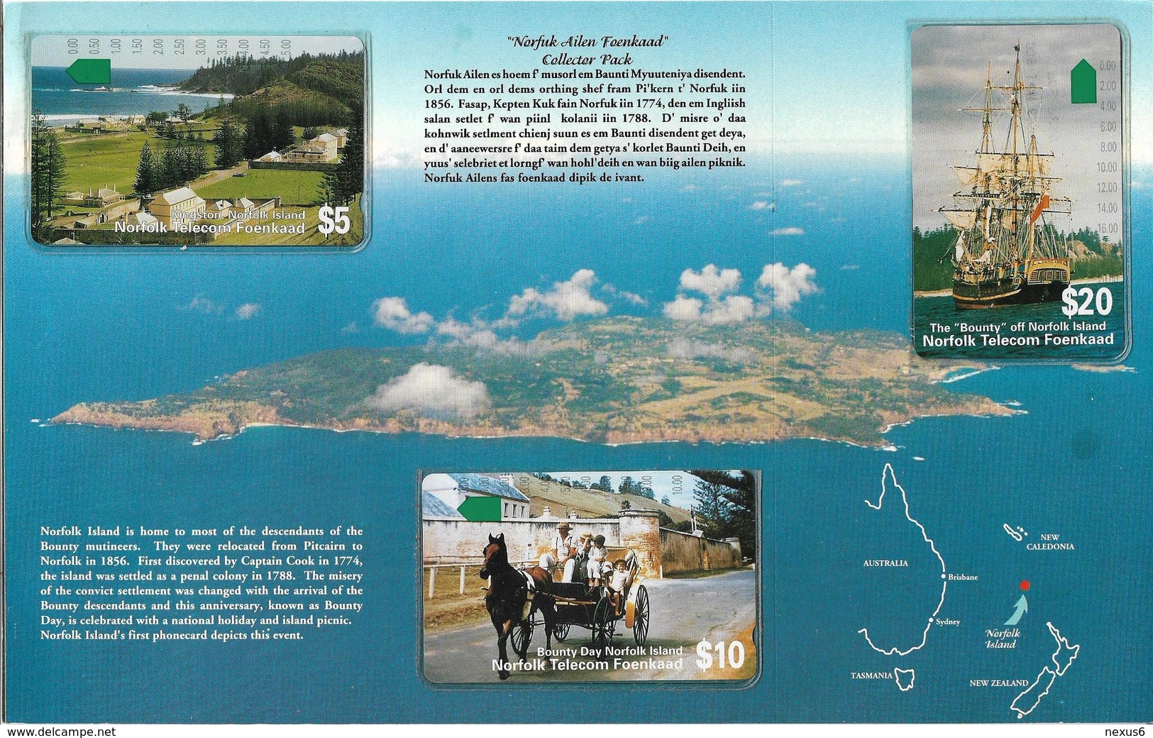 Norfolk Island - Telstra (Anritsu) - 1st Issue Euro Pack Limit. Edit Set Of 3 (SCC Issue) Mint In Folder - Isla Norfolk