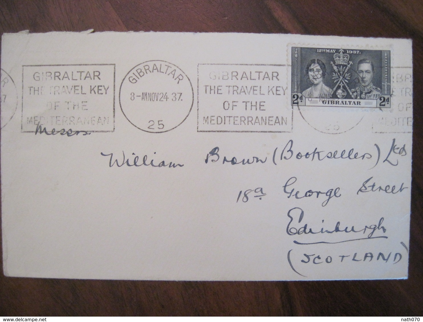 GIBRALTAR 1938 Edinburgh Lettre Enveloppe Cover Colonie Ecosse GB Empire British - Gibraltar