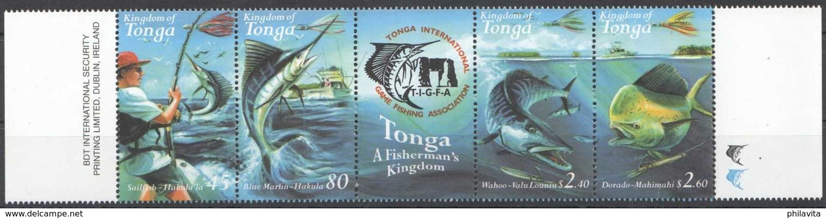2001 Tonga - International Fishing Association  4v Coupon MNH** MiNr. 1600 - 1603 FIsh, Blue Marlin, Wahoo, Mahi-mahi - Tonga (1970-...)