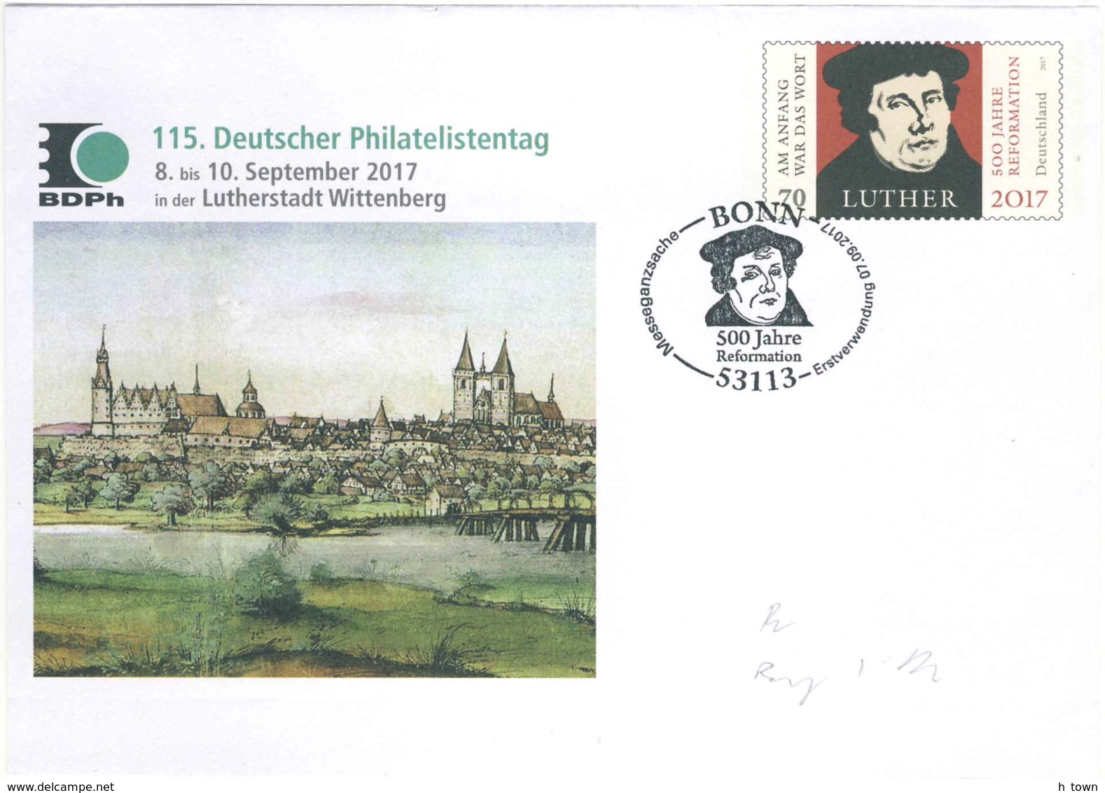 953  Martin Luther, Réforme Protestante: PAP D'Allemagne, 2017 - Wittenberg Stationery Cover. Protestantism - Théologiens