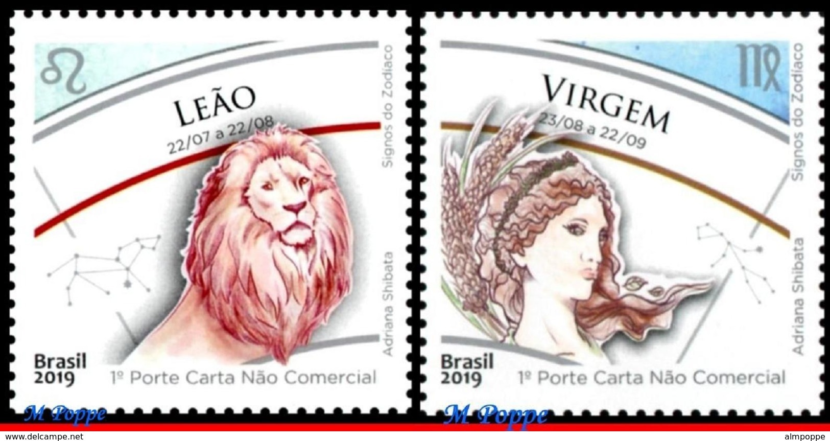 Ref. BR-SIGN BRAZIL 2019 2020 ASTROLOGY, ZODIAC SIGNS, CONSTELLATION, SET COMPLETE MNH 12V - Astrologia