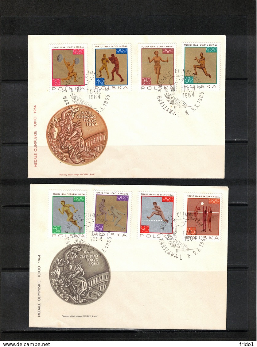 Poland / Polska 1965 Olympic Games Tokyo Olympic Medals FDC - Sommer 1964: Tokio