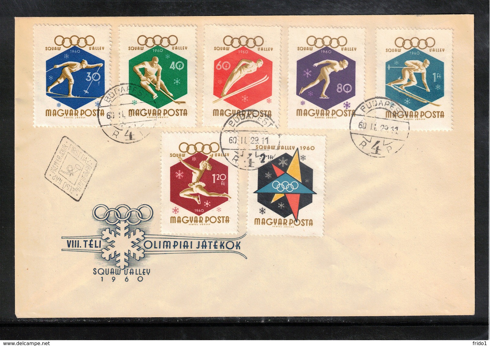 Hungary 1960 Olympic Games Squaw Valley FDC - Invierno 1960: Squaw Valley