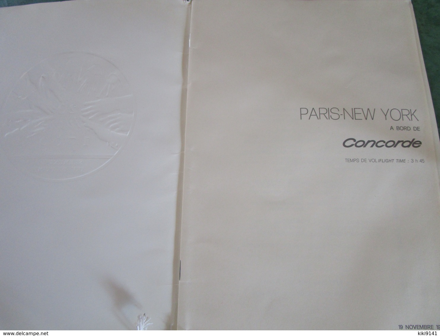PARIS-NEW YORK à Bord De CONCORDE - Déjeuner Du 19 Novembre 1989 (8 Pages) - Menú