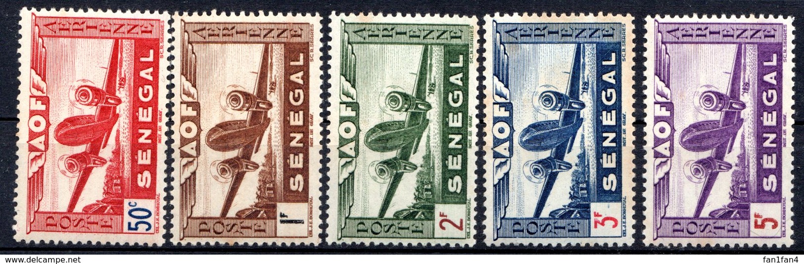 SENEGAL (Colonie Française) - 1942 - P.A. - N° 22 à 26 Et 30 - (Légende : SENEGAL) - Ongebruikt