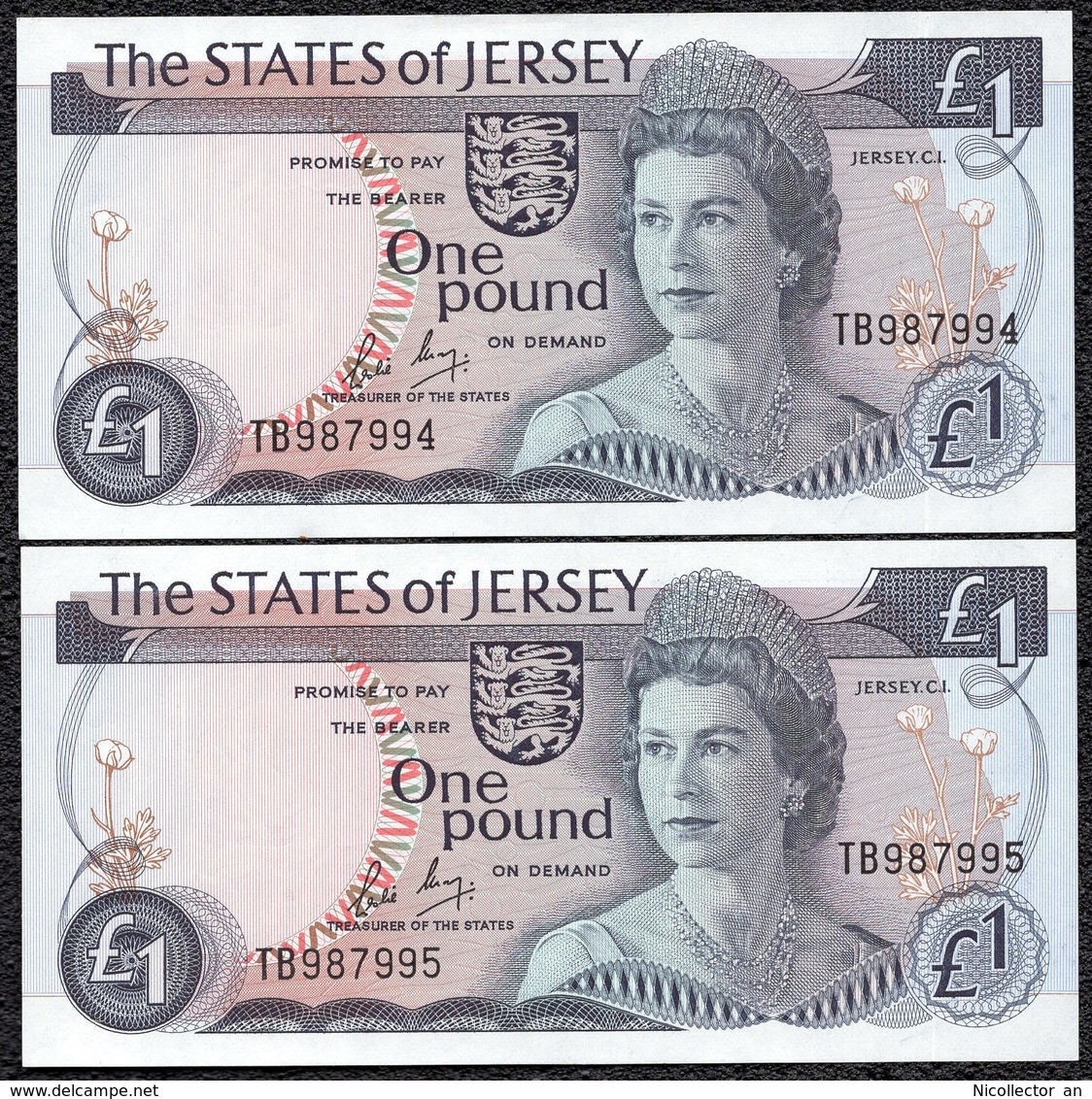 Jersey 1 Pound 1976 UNC Consecutive Serial P-11a - Jersey