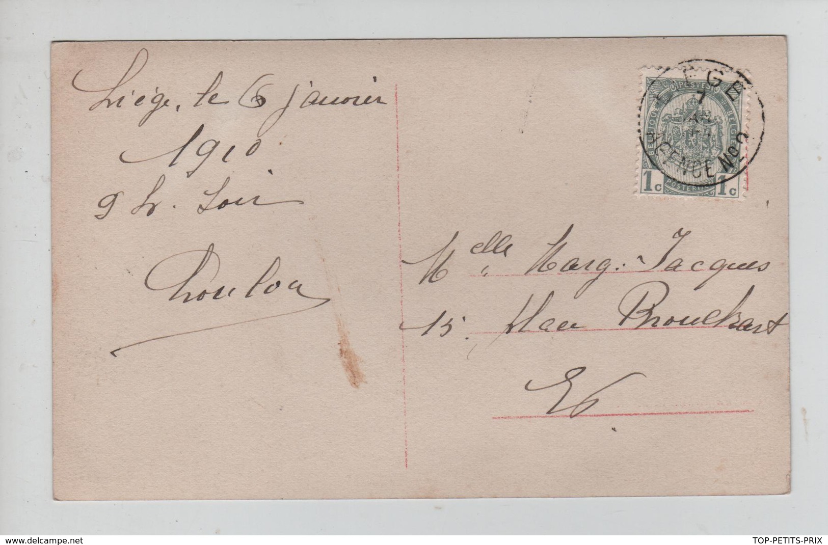 REF487/ TP 81 Armoiries  S/CP Johann Strauss C.Liège 7/1/1910 Agence 2 > E/V - Bolli A Stelle
