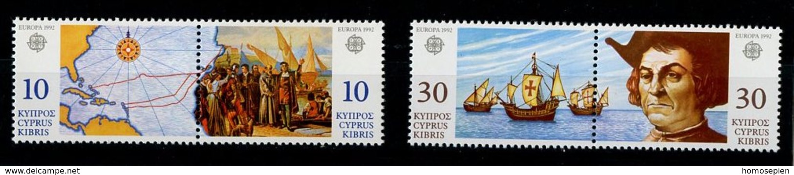 Chypre - Cyprus - Zypern 1992 Y&T N°790 à 793 - Michel N°790 à 793 *** - EUROPA - Par Paires - Unused Stamps