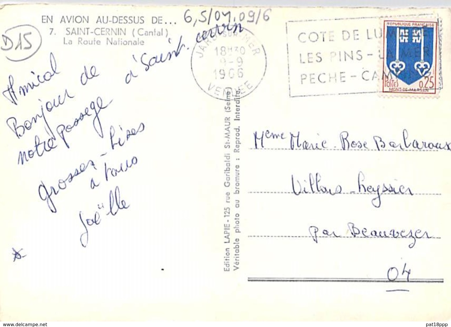 15 - SAINT CERNIN La Route Nationale - CPSM Village ( 1.070  Habitants ) Dentelée Noir Blanc Grand Format 1966 - Cantal - Autres & Non Classés