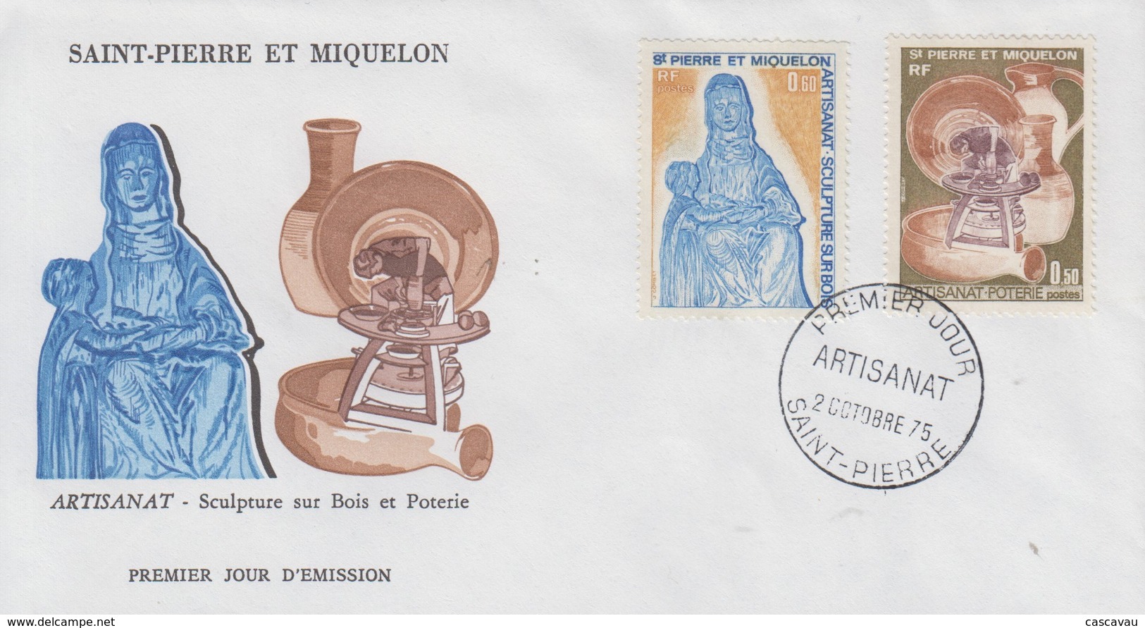 Enveloppe   FDC  1er  Jour   SAINT  PIERRE  ET  MIQUELON   Artisanat    1975 - FDC