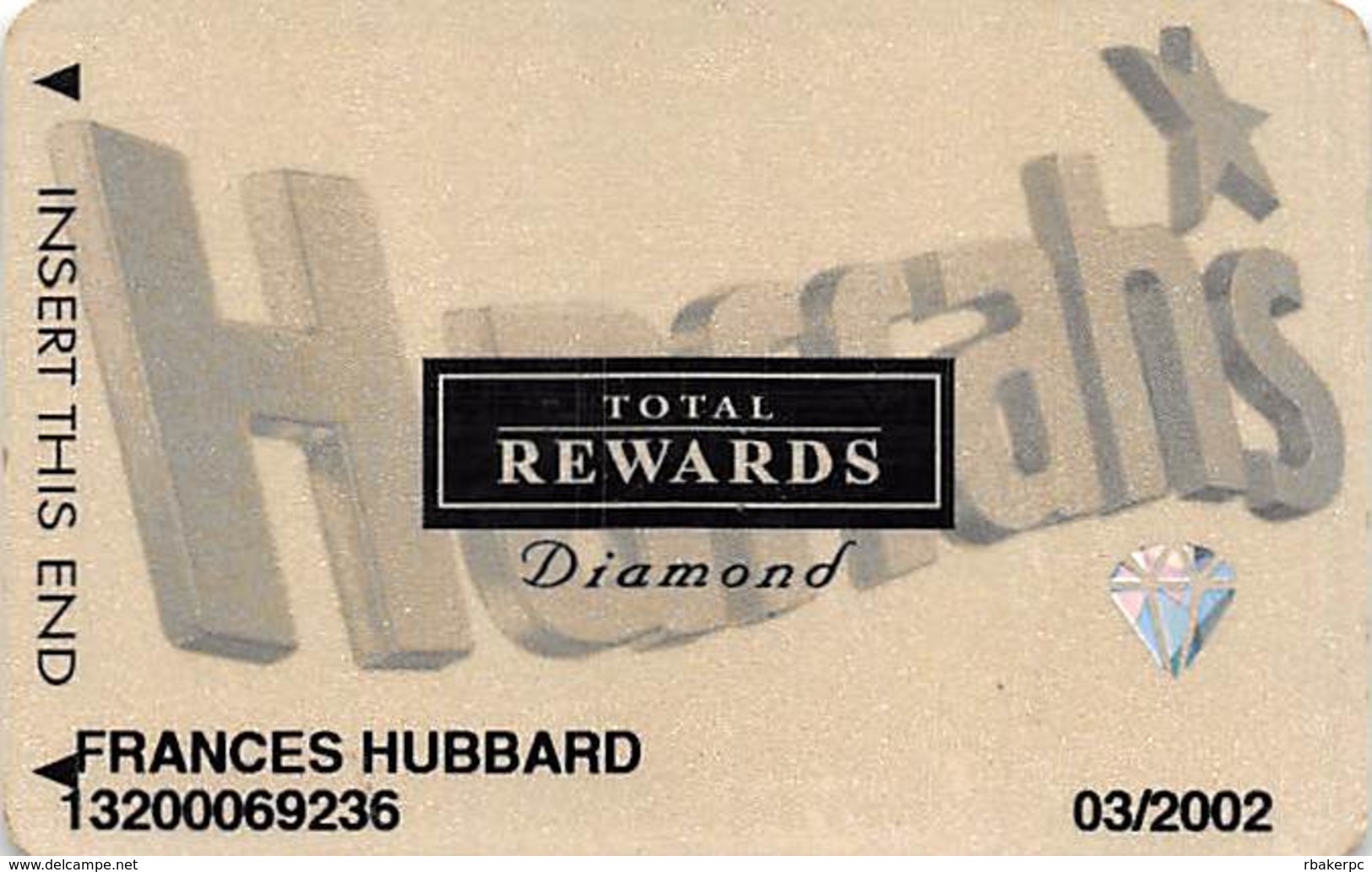 Harrah's Casino Multi-Property - Total Diamond Slot Card - No @Date - Text Moved Right - Casino Cards