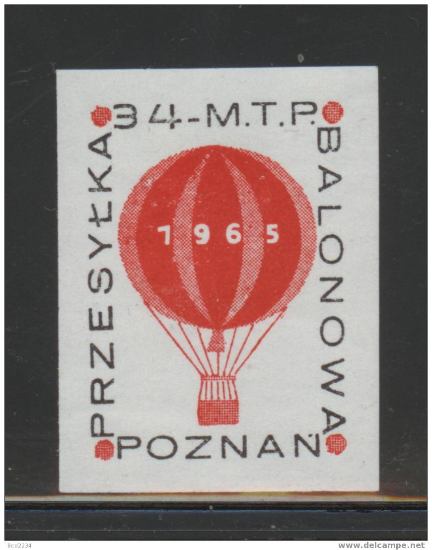 POLAND 1965 BALLOON POST STAMP POZNAN INTERNATIONAL TRADE EXHIBITION NHM - Nuevos