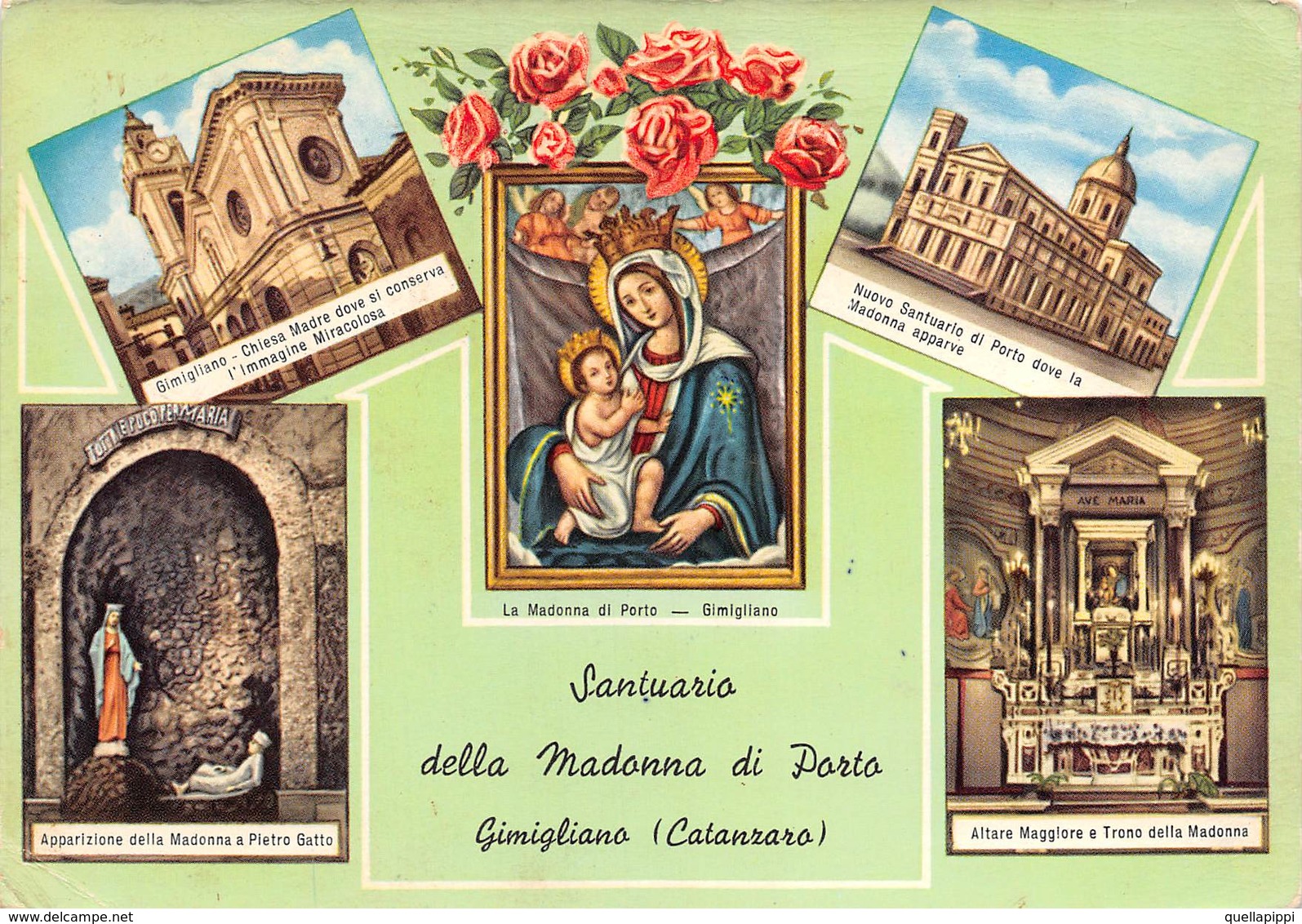 09886 "(CZ) GIMIGLIANO - SANTUARIO DELLA MADONNA DI PORTO"   ICONA, SANTUARIO. CART  SPED 1966 - Catanzaro