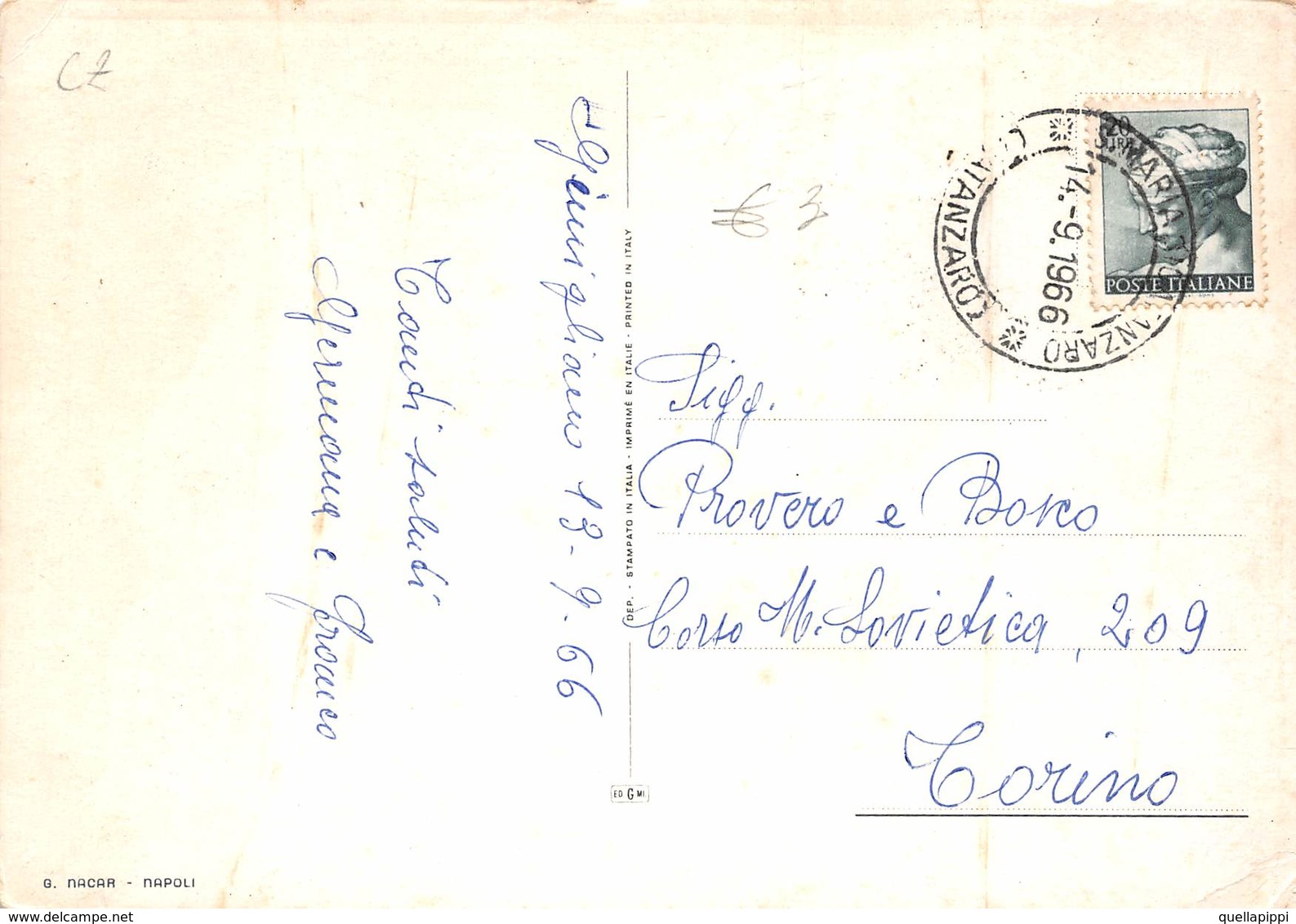 09886 "(CZ) GIMIGLIANO - SANTUARIO DELLA MADONNA DI PORTO"   ICONA, SANTUARIO. CART  SPED 1966 - Catanzaro