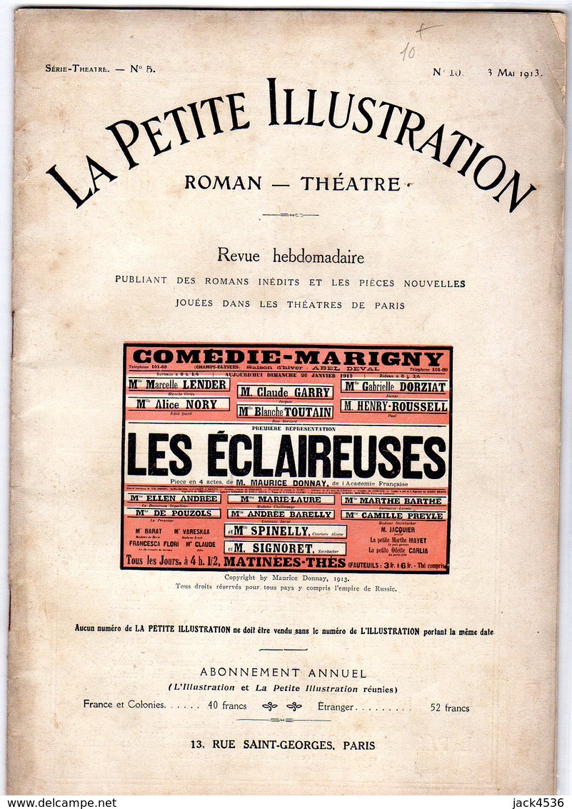 Revue " L' ILLUSTRATION THEATRALE " - N° 5 - 1913 - LE ECLAIREUSES - MAURICE DONNAY - Auteurs Français