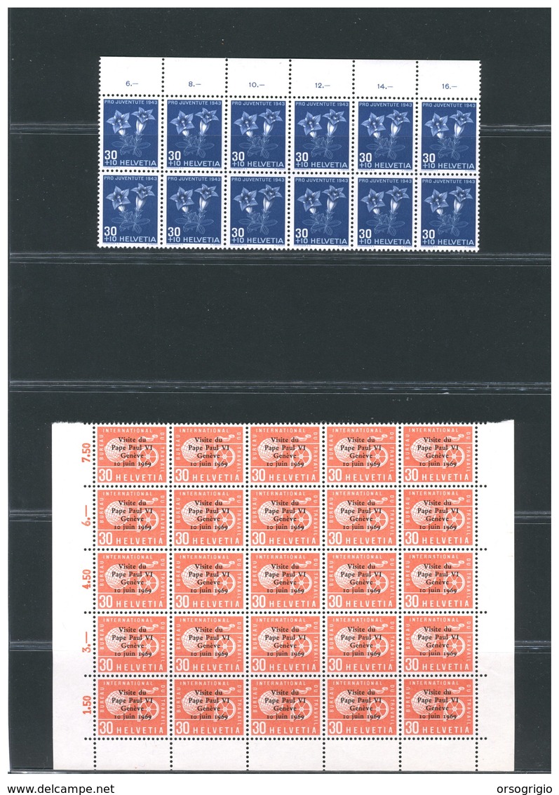 SUISSE - HELVETIA - SVIZZERA - LOTTO COLLEZIONE BLOCCO - FRANCOBOLLI PERFETTI - MNH - fogli foglietti