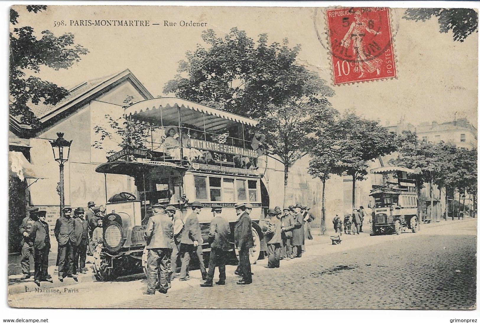 CPA PARIS18 ème Arrondissement PARIS MONTMARTRE La Station Des Omnibus Rue Ordener - Transport Urbain En Surface