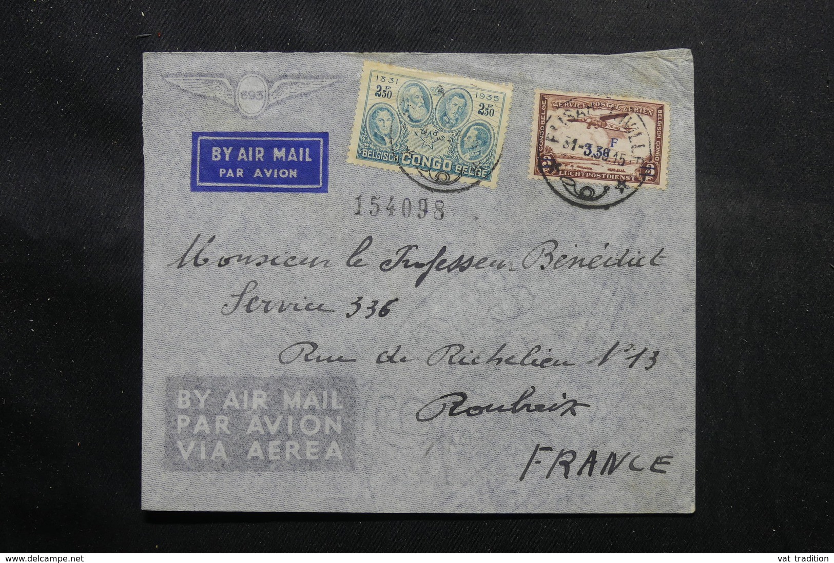 CONGO BELGE - Enveloppe De Elisabethville Pour La France En 1936 Par Avion, Affranchissement Plaisant - L 55161 - Brieven En Documenten