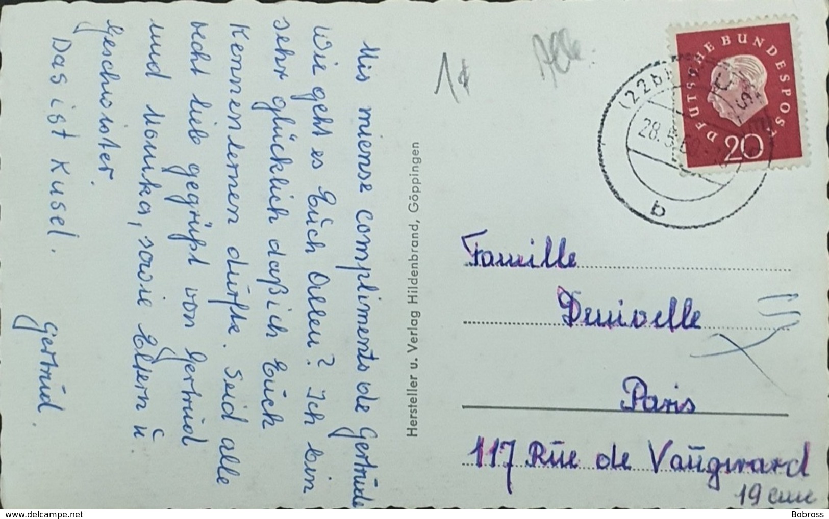 1960 PC, Kusel Pfalz To Paris France, Germany, Allemagne - Kusel